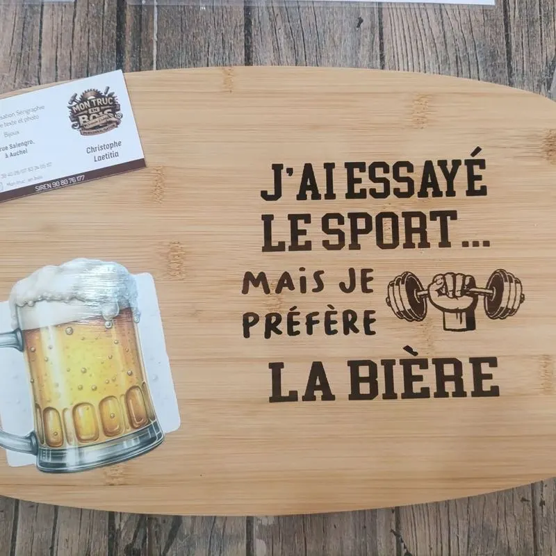 Planche apéro gravée, photo réelle